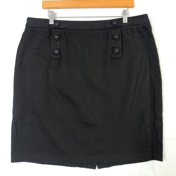 Talbots Skirt Womens 14 W 14W Black Button Front Classic Work Wear Casual - Picture 1 of 7